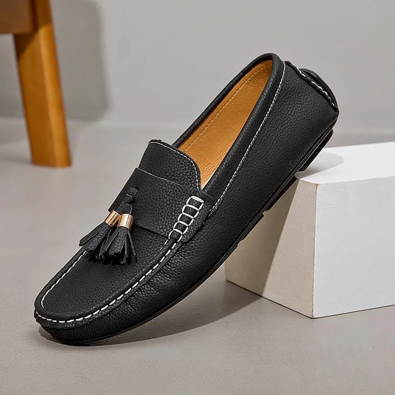 Лоферы мужские с кисточками, Classic Slip-ons, черный SayfuR — фото 3