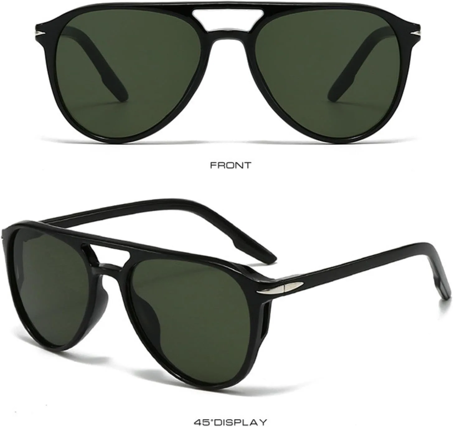 

Солнцезащитные очки с двойной перемычкой для женщин и заклепками для мужчин, сине-зеленые солнцезащитные очки с защитой от УФ-излучения UV400 DSVIGF, Black Tea