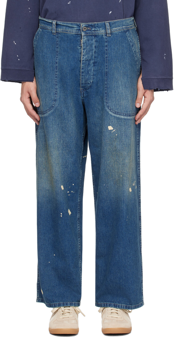 

Джинсы цвета индиго с потертостями Maison Margiela