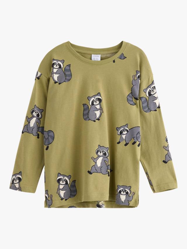 

Детская хлопковая кофта с длинным рукавом и принтом животных Lindex, Khaki