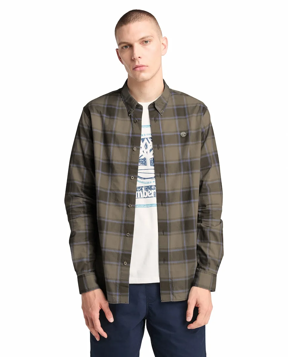 

Мужская рубашка в клетку классического кроя с длинным рукавом Timberland, коричневый