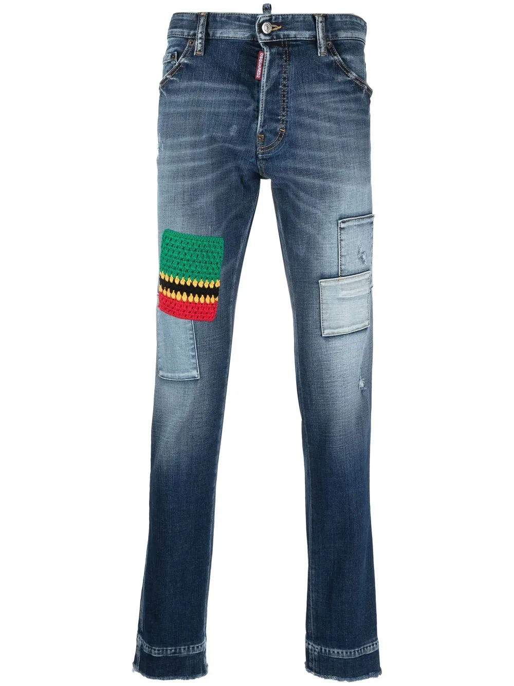 

Узкие джинсы в технике пэчворк DSQUARED2, синий