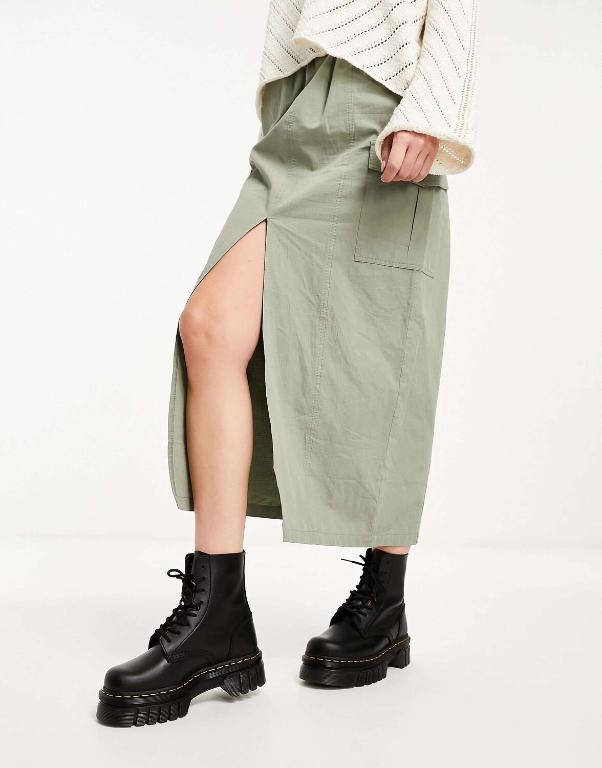 Черные ботинки со шнуровкой и массивной подошвой Dr Martens Audrick 8-Eye — фото 4