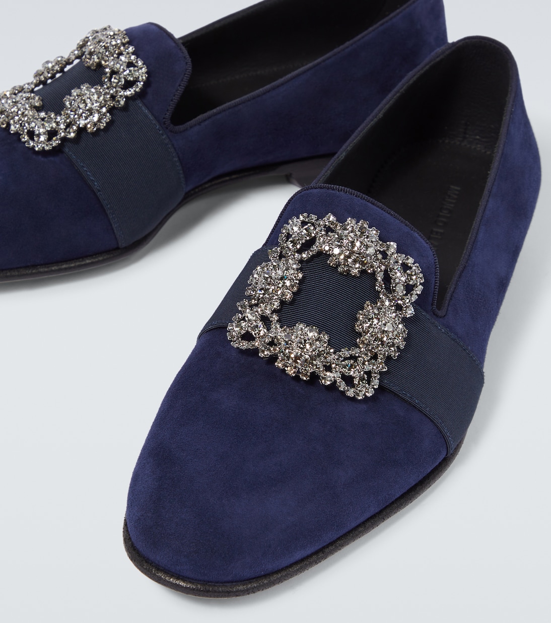 Карлтон украшенные замшевые лоферы Manolo Blahnik, 4116 Navy — фото 3