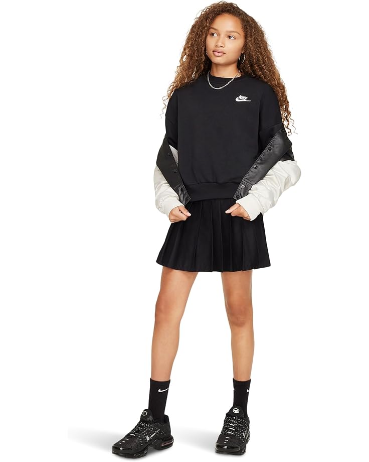 Толстовка Nike Kids Club Fleece Boxy Crew-Neck Sweatshirt, черный/белый — фото 4