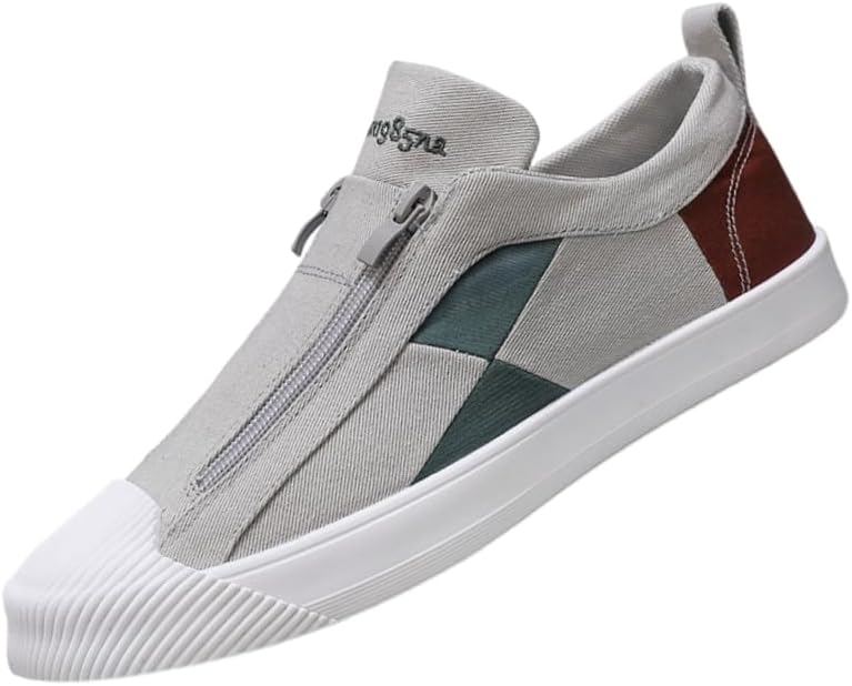 

Мужские спортивные кеды из канвы, дышащие спортивные повседневные кроссовки, с плоской подошвой и молнией Hoalox, серый