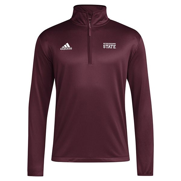 Мужская бордовая толстовка Mississippi State Bulldogs 2024 Coaches Sideline quarter-zip Adidas — фото 3