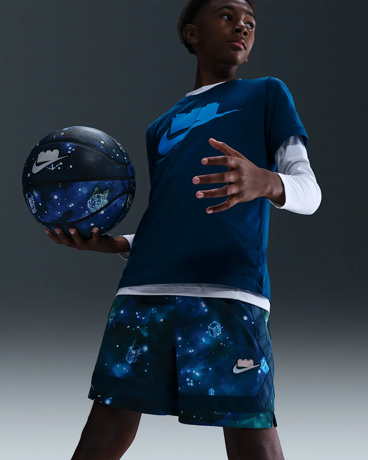 Детские шорты Dri-FIT Crossover Nike x LEGO® Collection, Brave Blue/Brave Blue/Black — фото 4