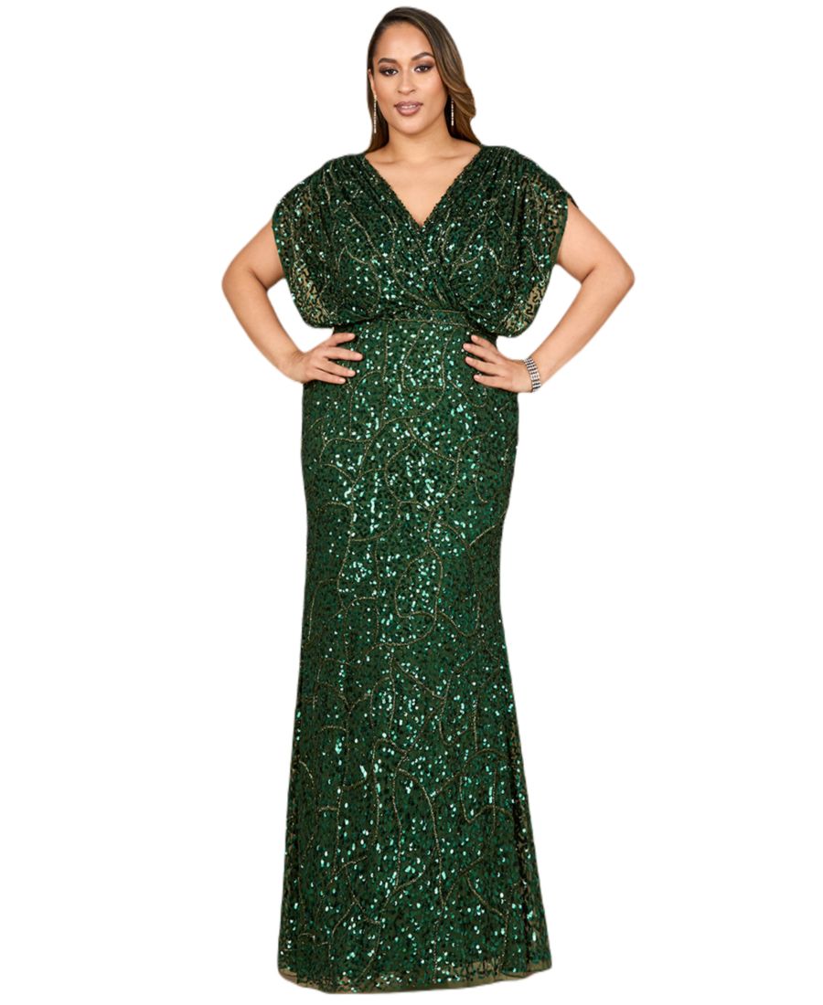 

Женское расшитое бисером платье с драпированными рукавами-накидкой Lara, Emerald green