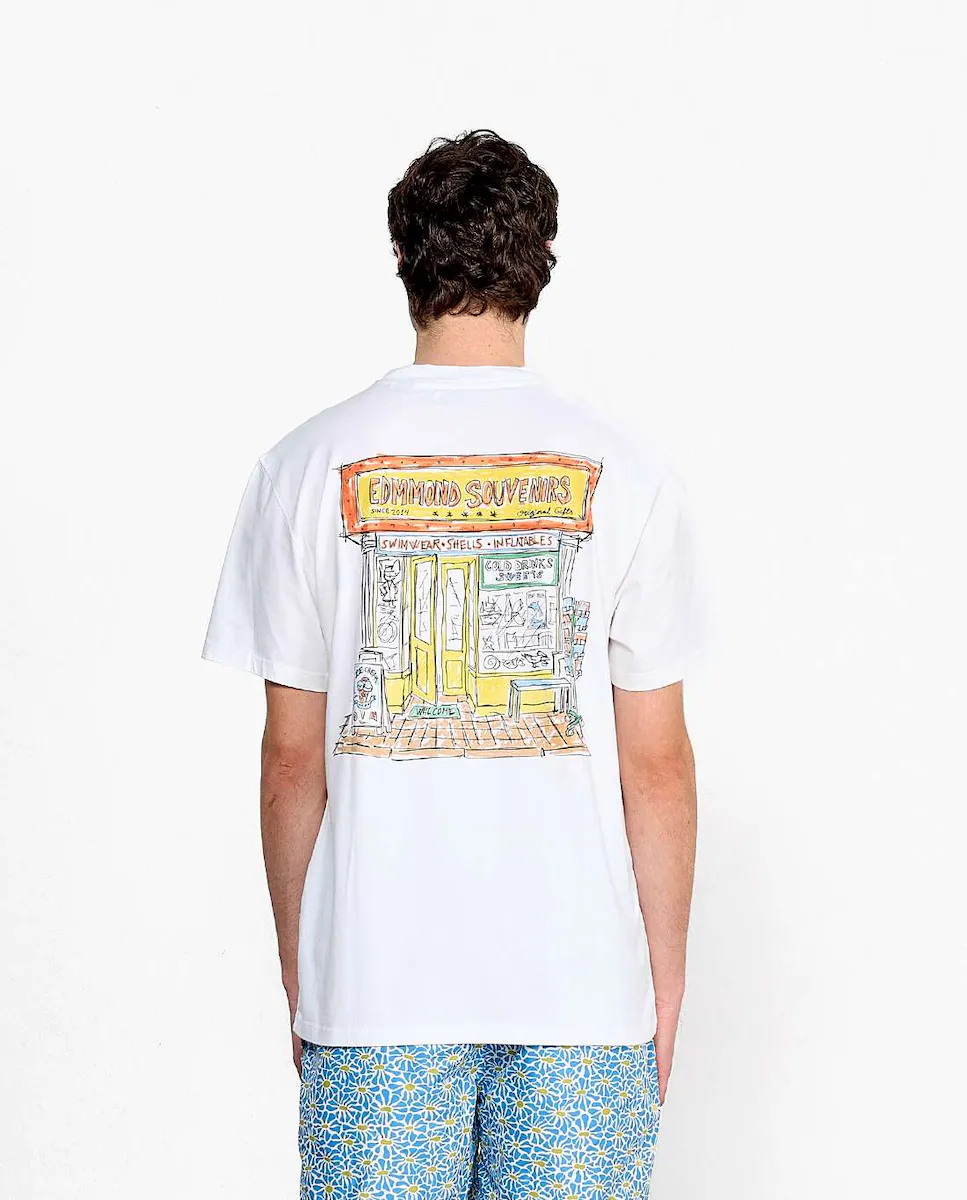 

Мужская белая хлопковая футболка с коротким рукавом и принтом на груди Edmmond Studios, белый
