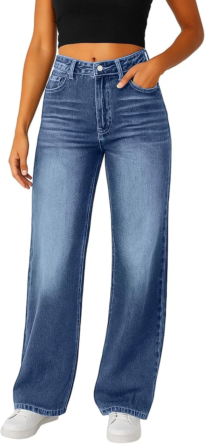 Джинсы свободные, Womens Wide Leg, темно-синие — фото 2