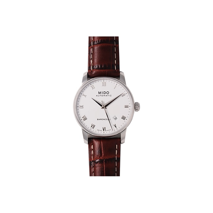 

MIDO Часы Men's Baroncelli Watch, White Dial with Dark Brown Strap