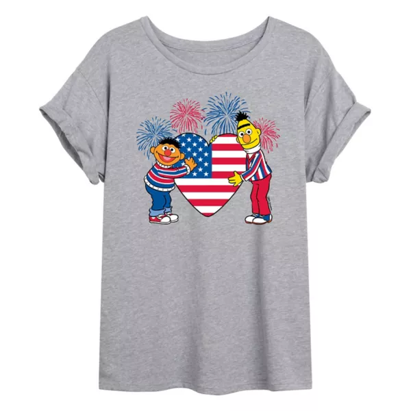

Детская оверсайз футболка с принтом "Сердце Америки" от Sesame Street Licensed Character, серый