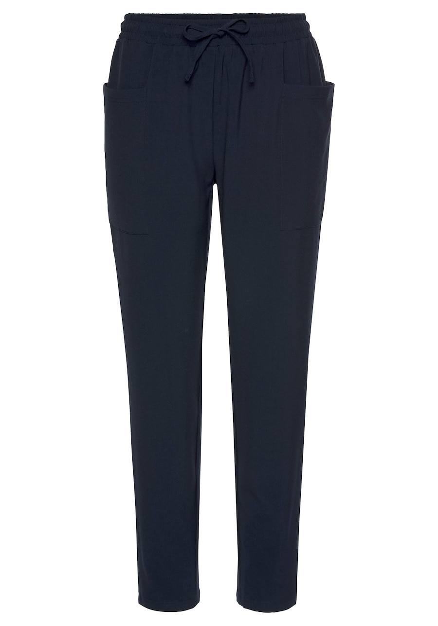 

Узкие брюки со складками спереди LASCANA, черный