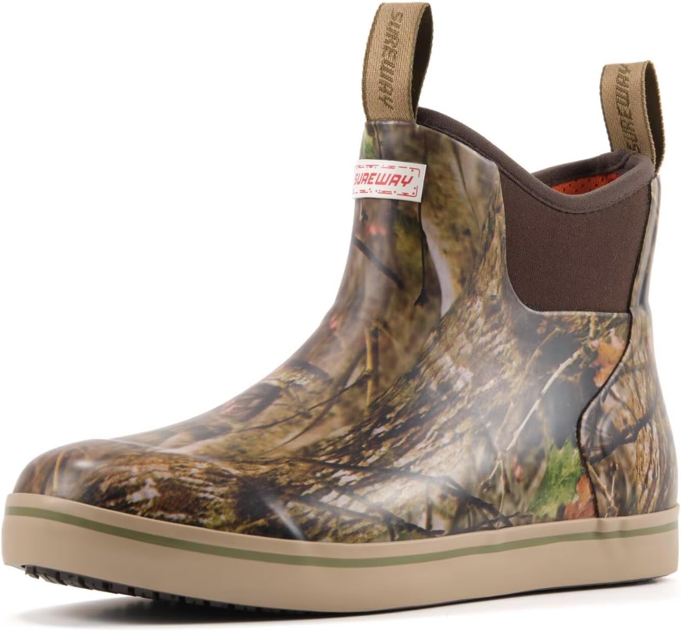 

Мужские ботинки SUREWAY для корабельной палубы, профессиональные противоскользящие рыболовные и ботинки для лодки до щиколотки, водонепроницаемые дождевые ботинки, легкие неопрено-резиновые палубные ботинки, New Camo