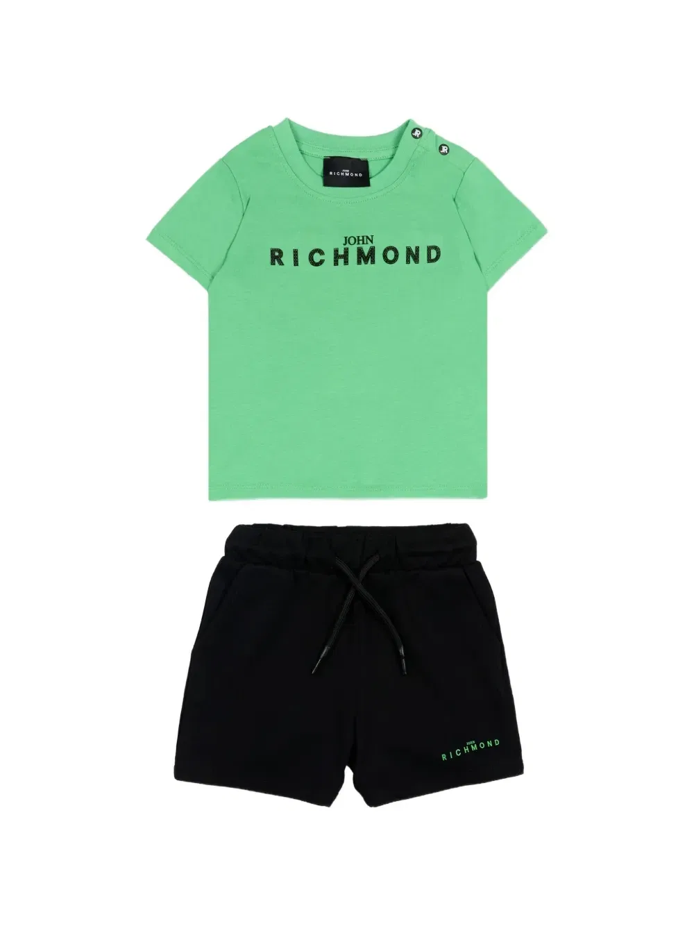 Комплект из футболки и шорт из хлопка John Richmond Junior, зеленый