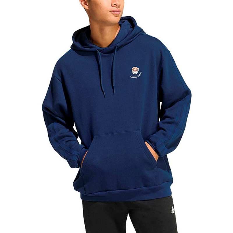 Adidas Толстовка мужская синяя с капюшоном Moderate — фото 3