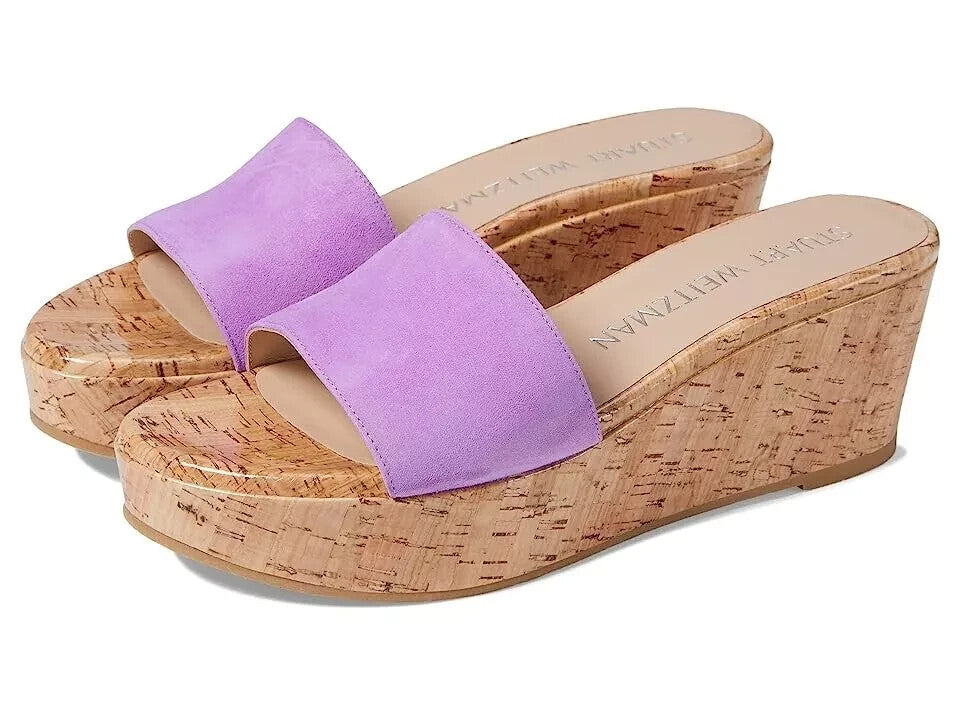 Сандалии летние Stuart Weitzman женские US 10B фиолетовые кожаные на танкетке KHD2150