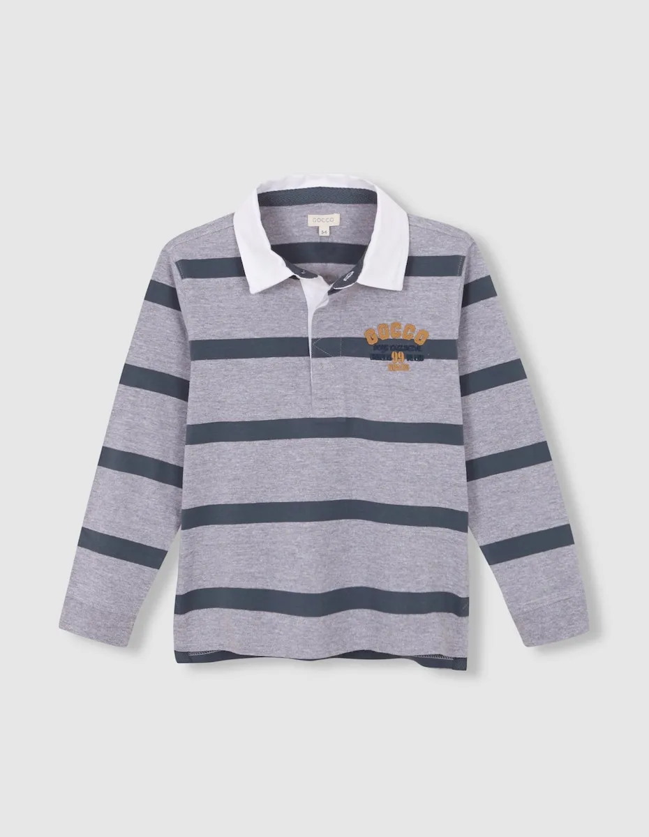 

Детское полосатое поло с накладками Gocco, мультиколор
