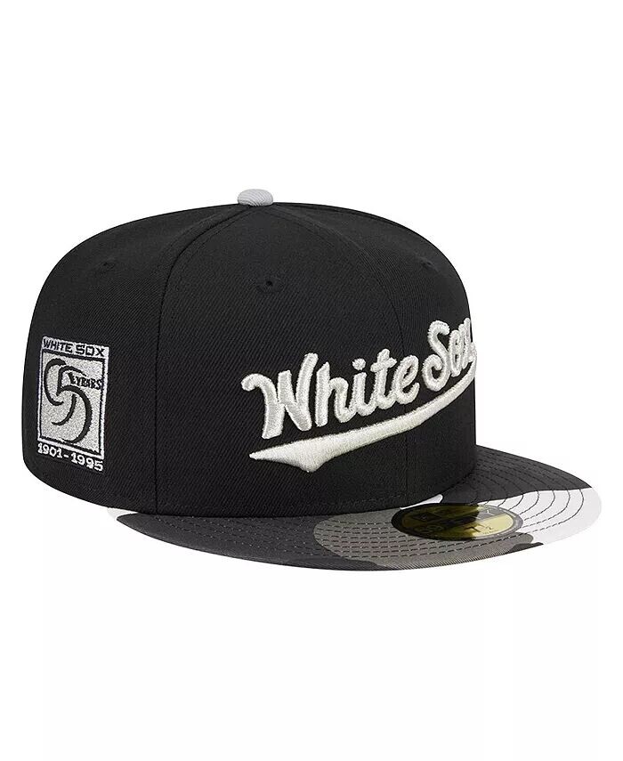 

Мужская шляпа черного цвета Chicago White Sox с камуфляжным эффектом металлик 59FIFTY New Era, черный