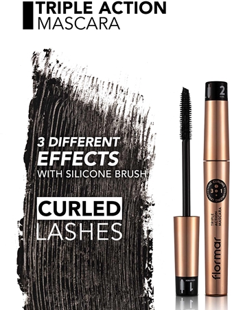 3 в 1 питательная тушь для ресниц flormar Triple Action Mascara, 8 ml — фото 4