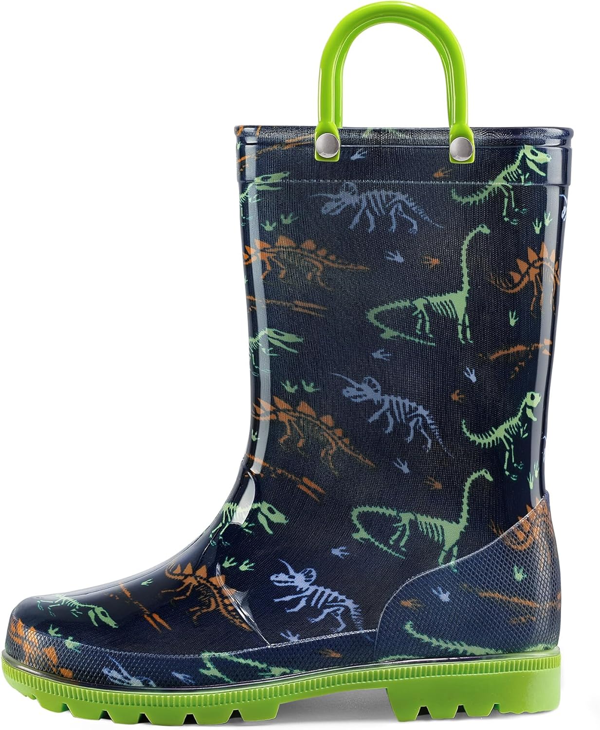 

Резиновые сапоги K KomForme для девочек и мальчиков, водонепроницаемые с удобными ручками для малышей, детей младшего и старшего возраста, зеленый