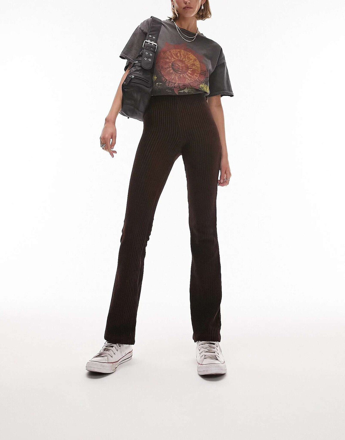

Шоколадные расклешенные брюки из эластичного шнурка Topshop Petite, Коричневый, Шоколадные расклешенные брюки из эластичного шнурка Topshop Petite
