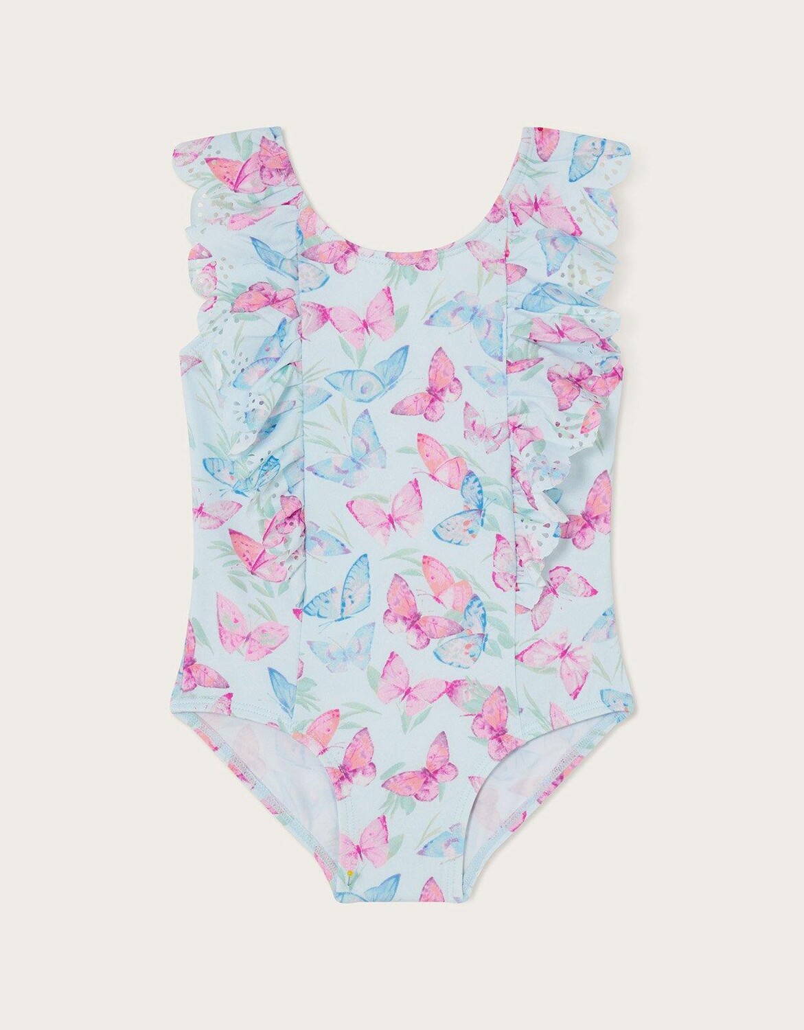 

Купальник Baby Butterfly с оборкой и лазерной резкой Monsoon, синий