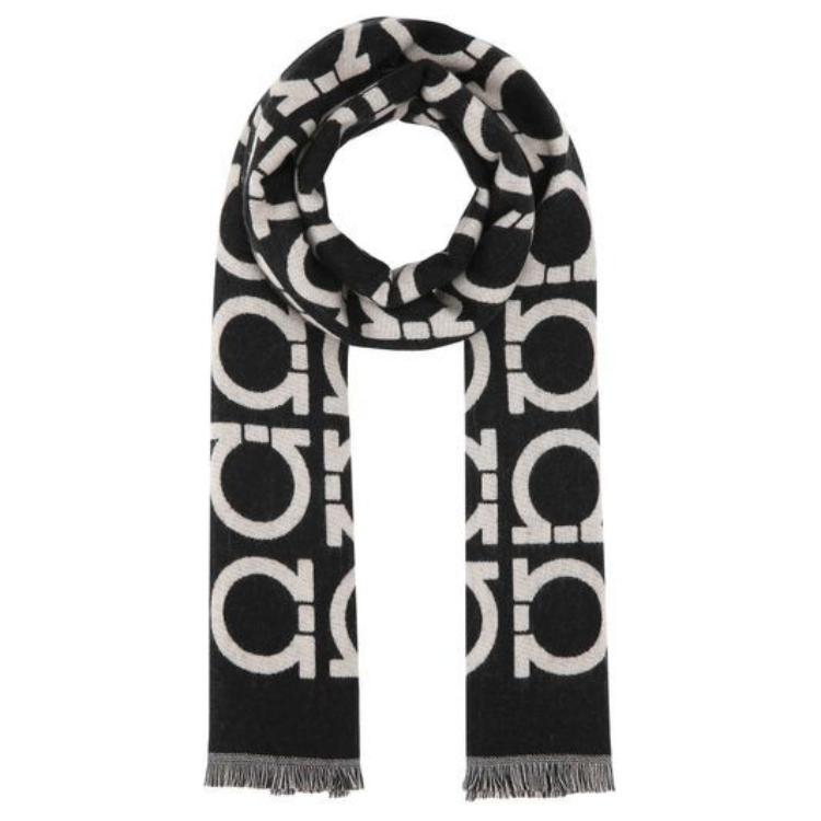 

Ferragamo Шарф с интарсией по всей поверхности, Black