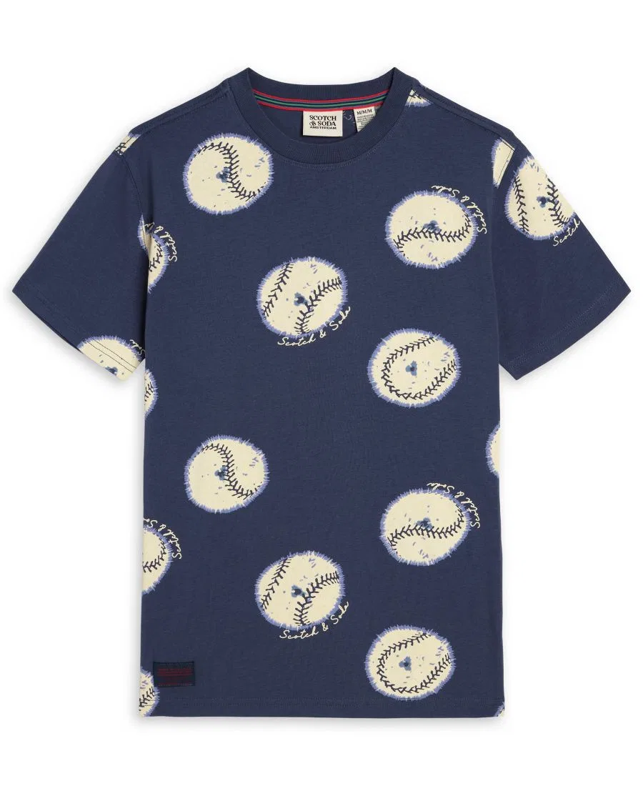 Детская футболка с круглым вырезом для мальчиков 4-7 лет Scotch & Soda, темный деним