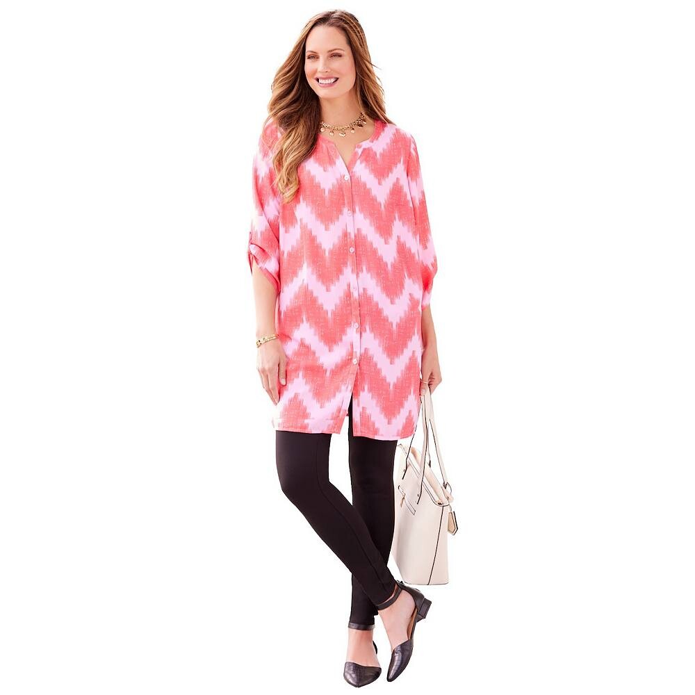 

Женская блузка-туника больших размеров Catherines Uptown, цвет Prism Pink Chevron