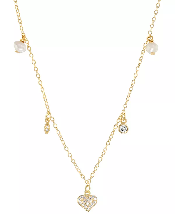 

Ожерелье-Воротник с подвеской в форме сердца и безеля из пресноводного жемчуга (4 мм) и кубического циркония, стерлинговое серебро, 16 дюймов + 2 дюйма (также доступно из 14-каратного золота поверх стерлингового серебра) Macy'S, gold