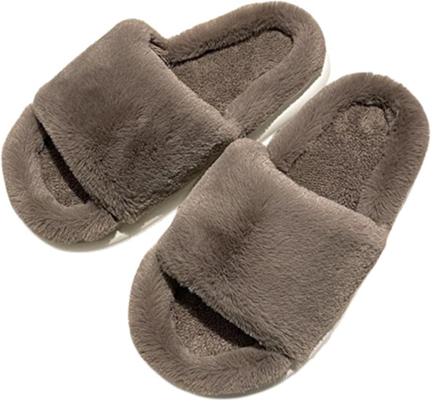 

Женские и мужские тапочки Мягкие пушистые домашние тапочки Плюшевые уютные тапочки с открытым носком Мягкие домашние обувь Комфортные для дома и улицы На ноге Дышащие обувь с толстой подошвой (36/37 EU, белый) Znel