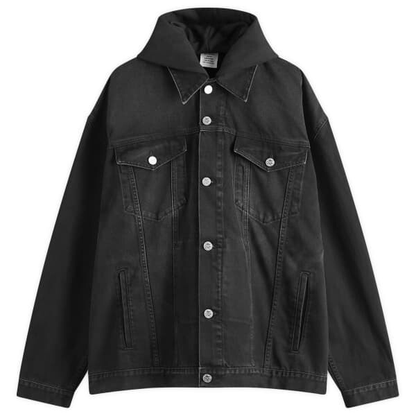 

Джинсовая куртка с капюшоном и 3D-логотипом Vetements, черный