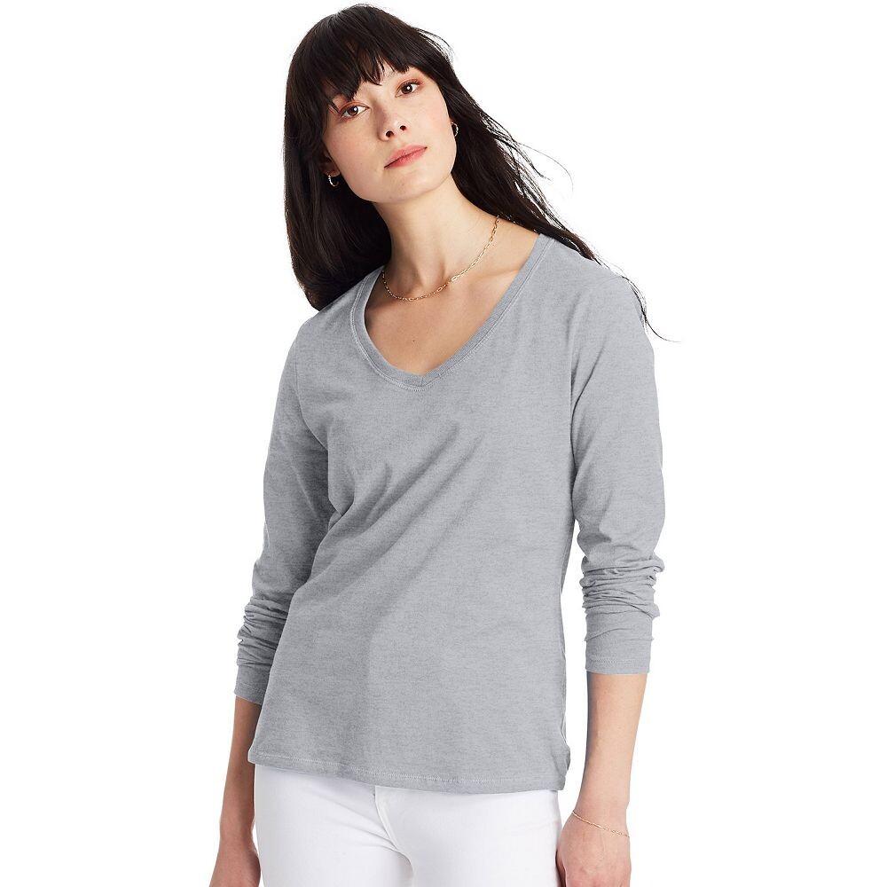 

Женская футболка с длинными рукавами Hanes Originals, цвет Light Steel