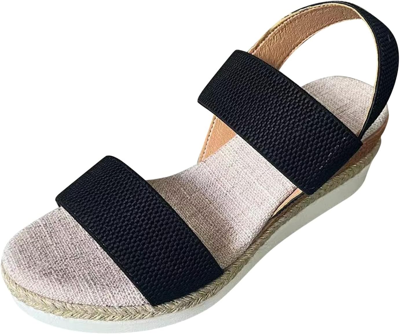 

Женские плоские сандалии 2025 года, сандалии на танкетке для женщин, открытый носок, ремешок на щиколотке, низкая танкетка, удобные слипоны на платформе, обувь для прогулок весь день, повседневные пляжные и отпускные сандалии Generic, черный