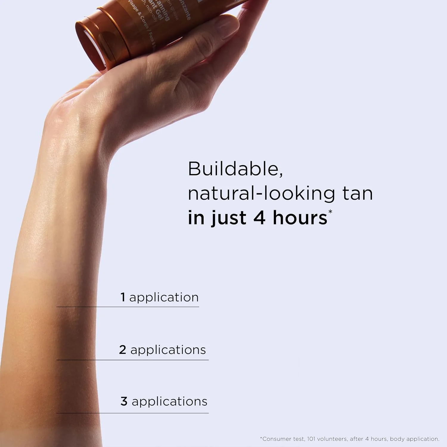 Clarins NEW Self-Tanning Gel, быстросохнущий автозагар для лица и тела, стойкий, без полос, естественный загар, 24-часовая гидратация, с алоэ вера и глицерином, 4,5 унции 127.58 г (1 шт.) — фото 4