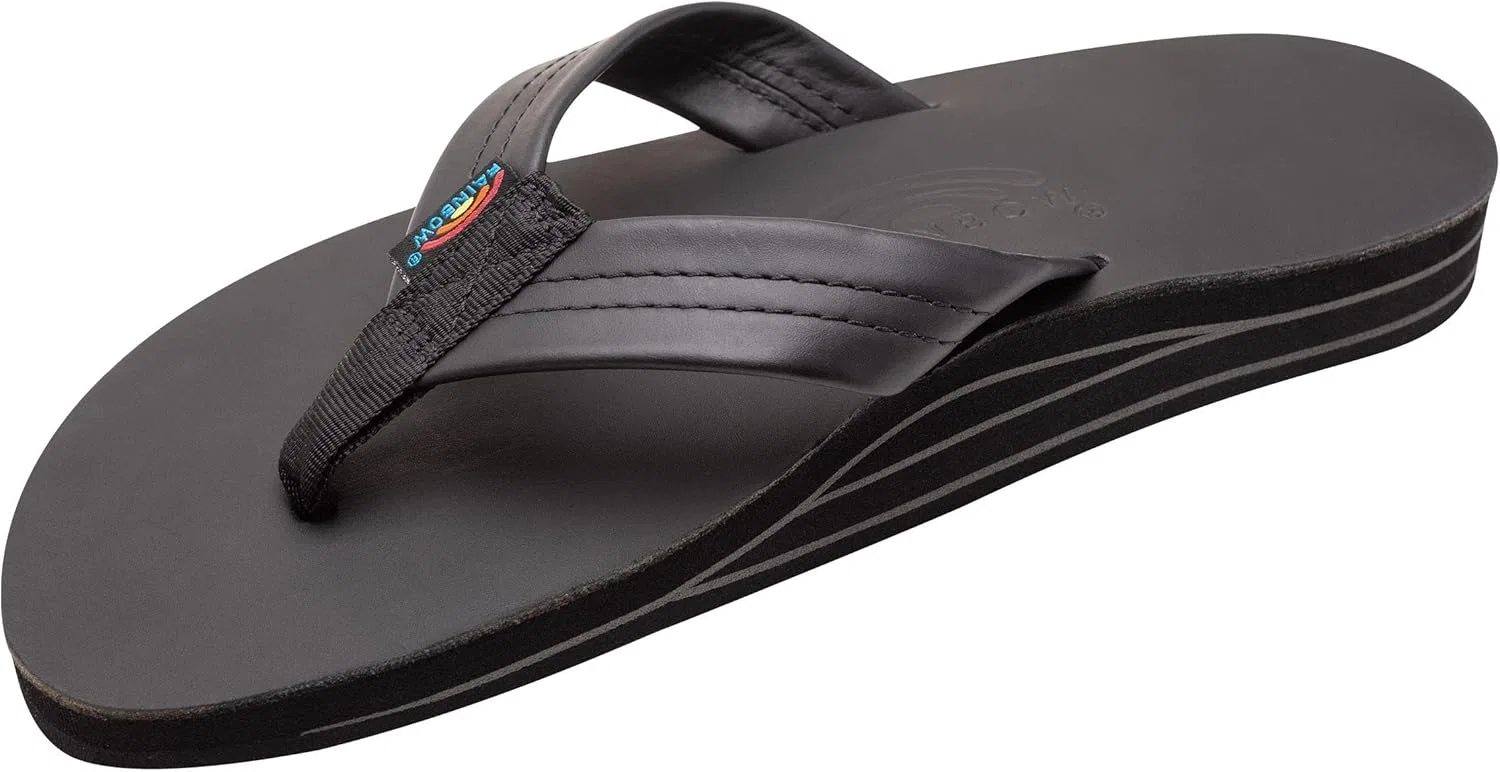 Мужские сандалии Rainbow из двухслойной кожи с поддержкой свода стопы Rainbow Sandals, Classic Black
