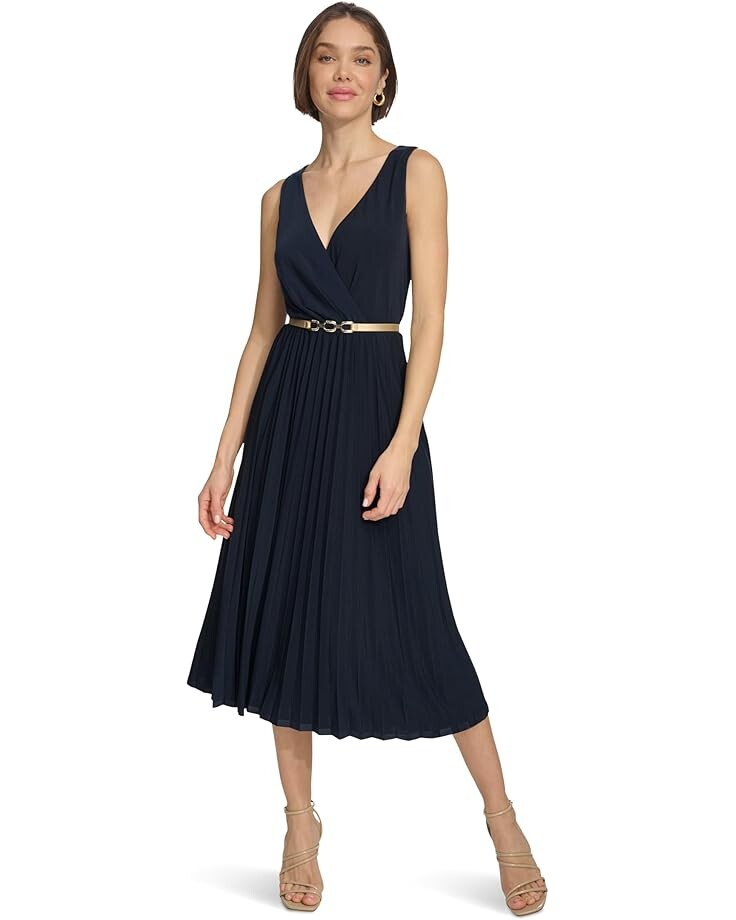 

Платье Tommy Hilfiger Pleated Skirt Midi Dress, цвет Sky Captain