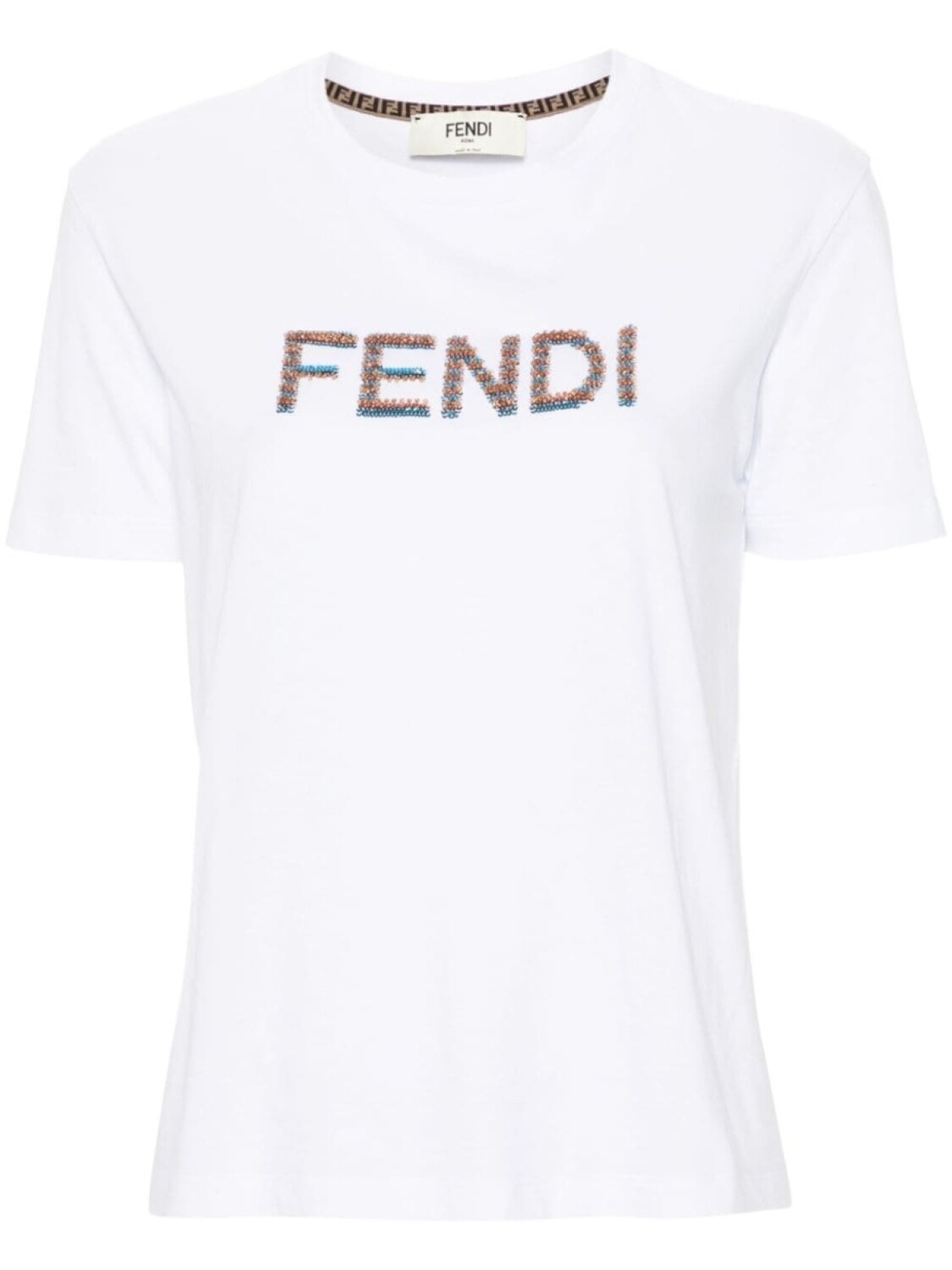 

FENDI футболка с логотипом, украшенная пайетками, белый