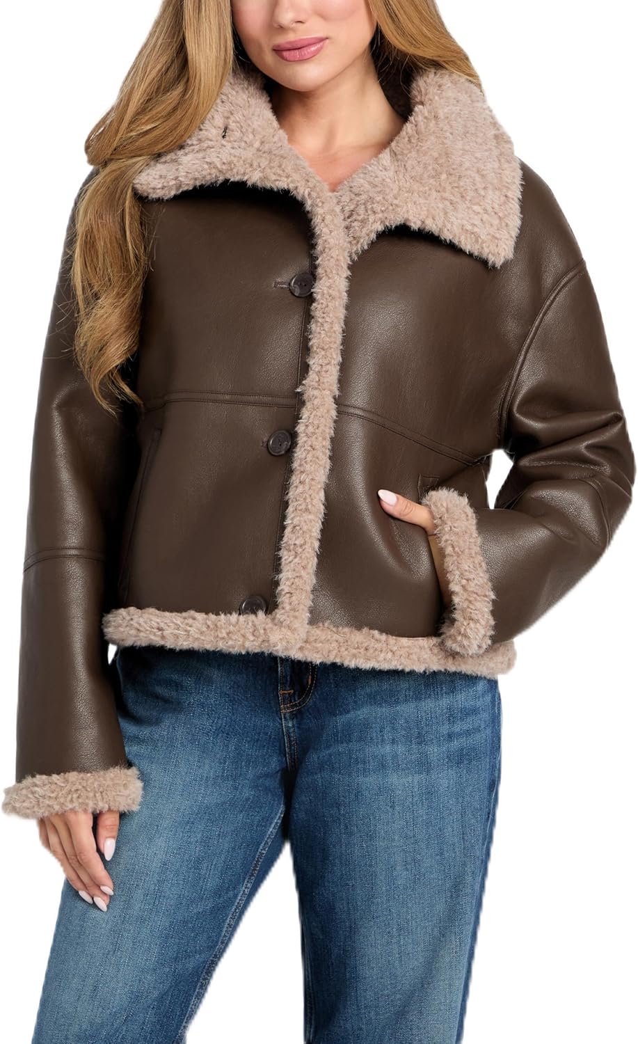 

GUESS женская майка Terry с искусственным мехом, Dark Luxe Brown