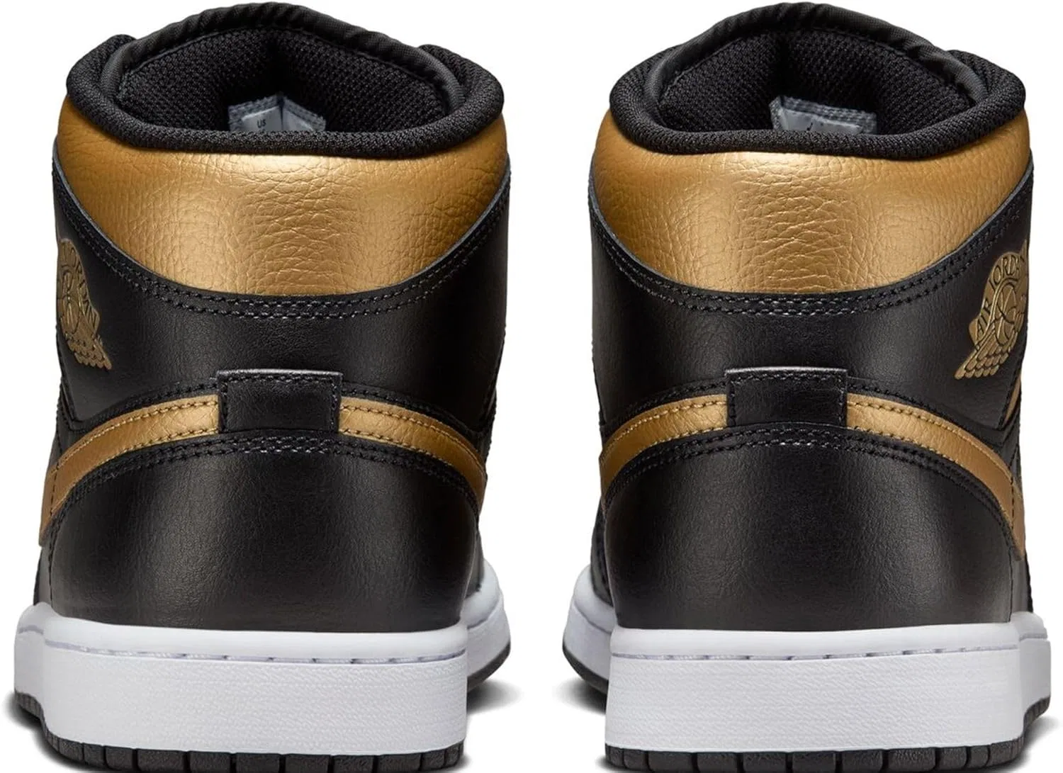 Мужские кроссовки Nike Air Jordan 1 Mid, Black Metallic Gold White — фото 4