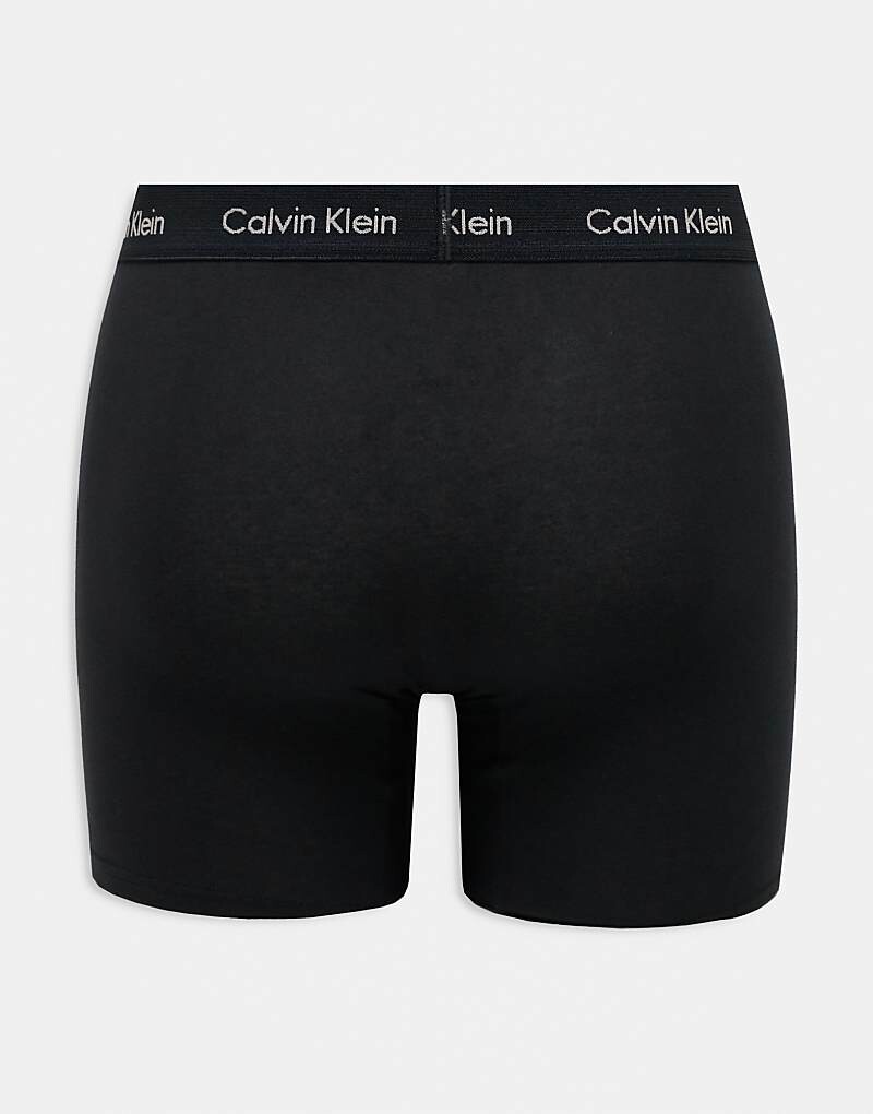 

Набор из 3 черных хлопковых боксеров-боксеров Calvin Klein с цветным логотипом