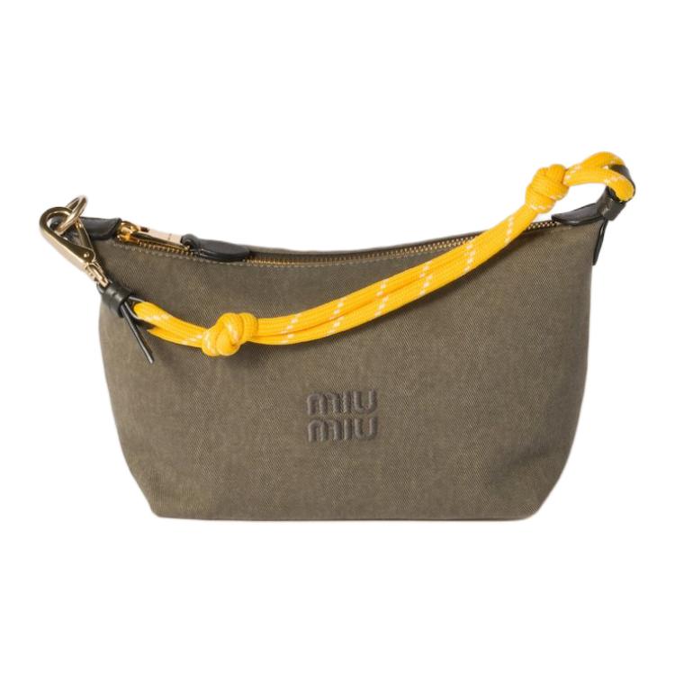 

MIU MIU Тканевая женская сумка оливкового и желтого цветов