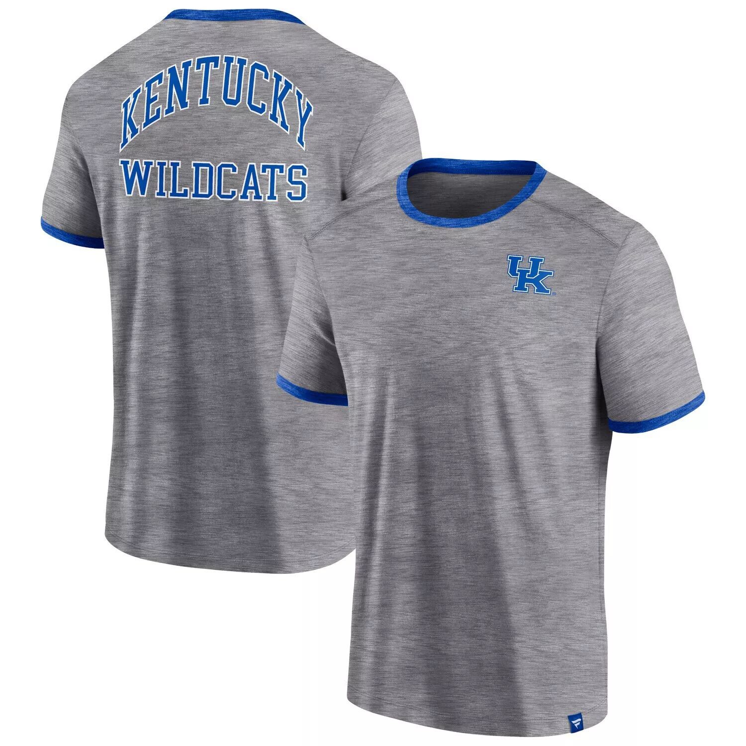 

Мужская классическая футболка с логотипом Fanatics Heather Grey Kentucky Wildcats Stack Ringer