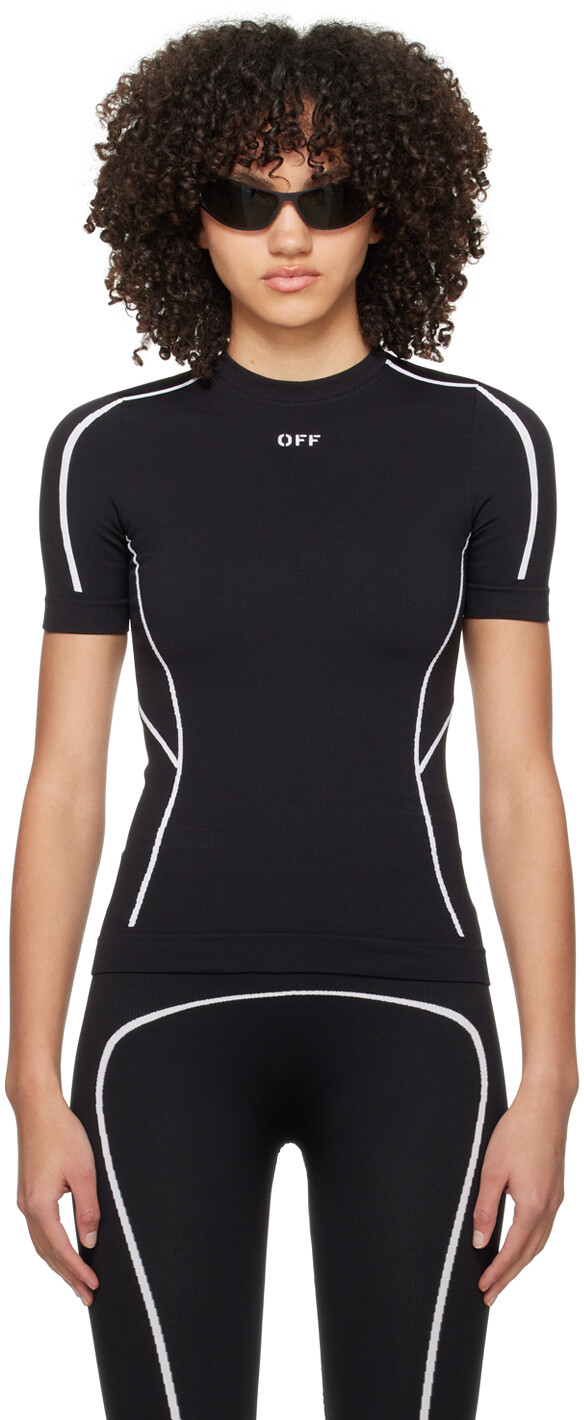 

Черная бесшовная футболка Off-White