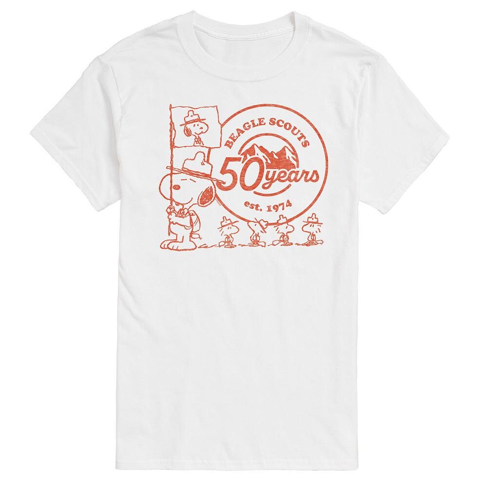 

Футболка с изображением флага Big & Tall Peanuts Beagle Scouts 50 лет Licensed Character, белый