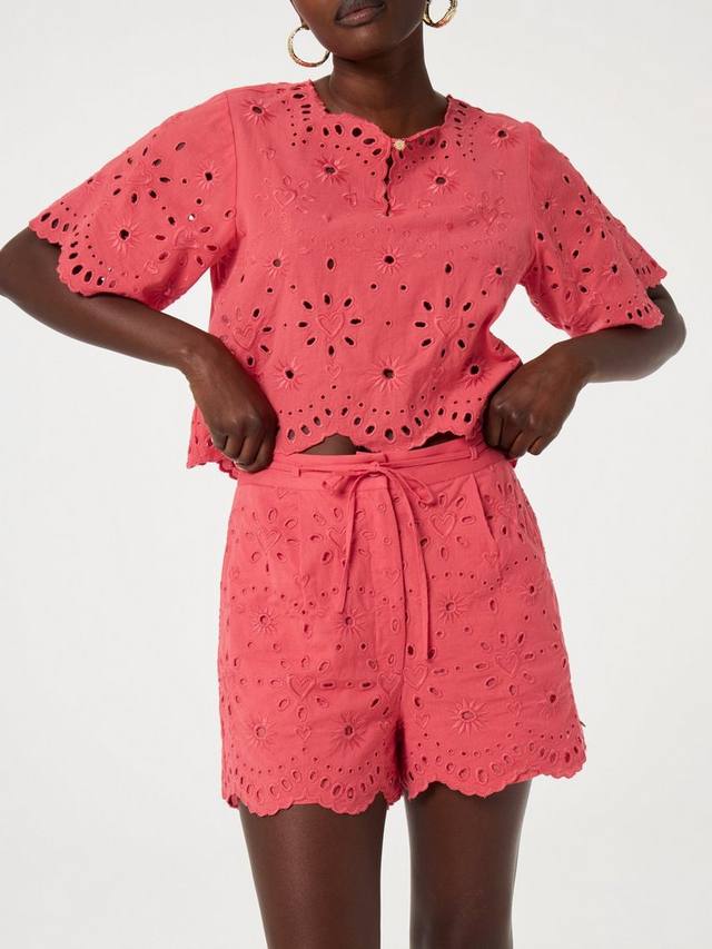 

Шорты Gioya из хлопковой смеси с вышивкой Fabienne Chapot, Coral Pink