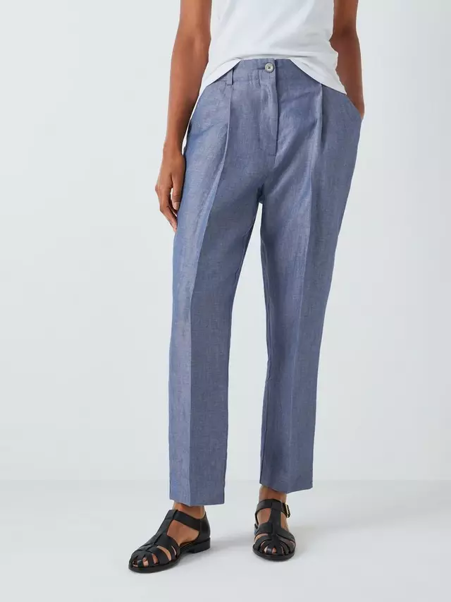 

Брюки John Lewis Tapered Linen, цвет blue/twill