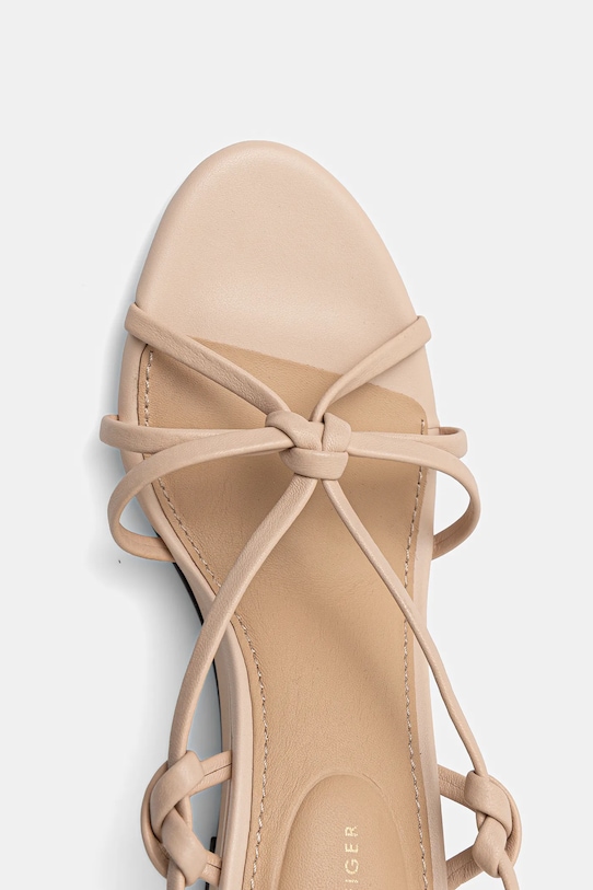Кожаные сандалии Leather Knots Wedge Sandal Tommy Hilfiger, бежевый — фото 4